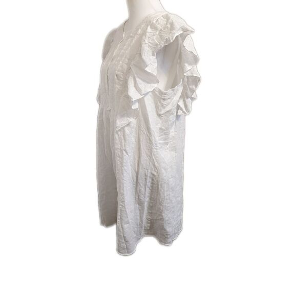 Max Studio NWT white cotton flutter slv flouncy ruffle dress, knee length XL - Picture 4 of 11